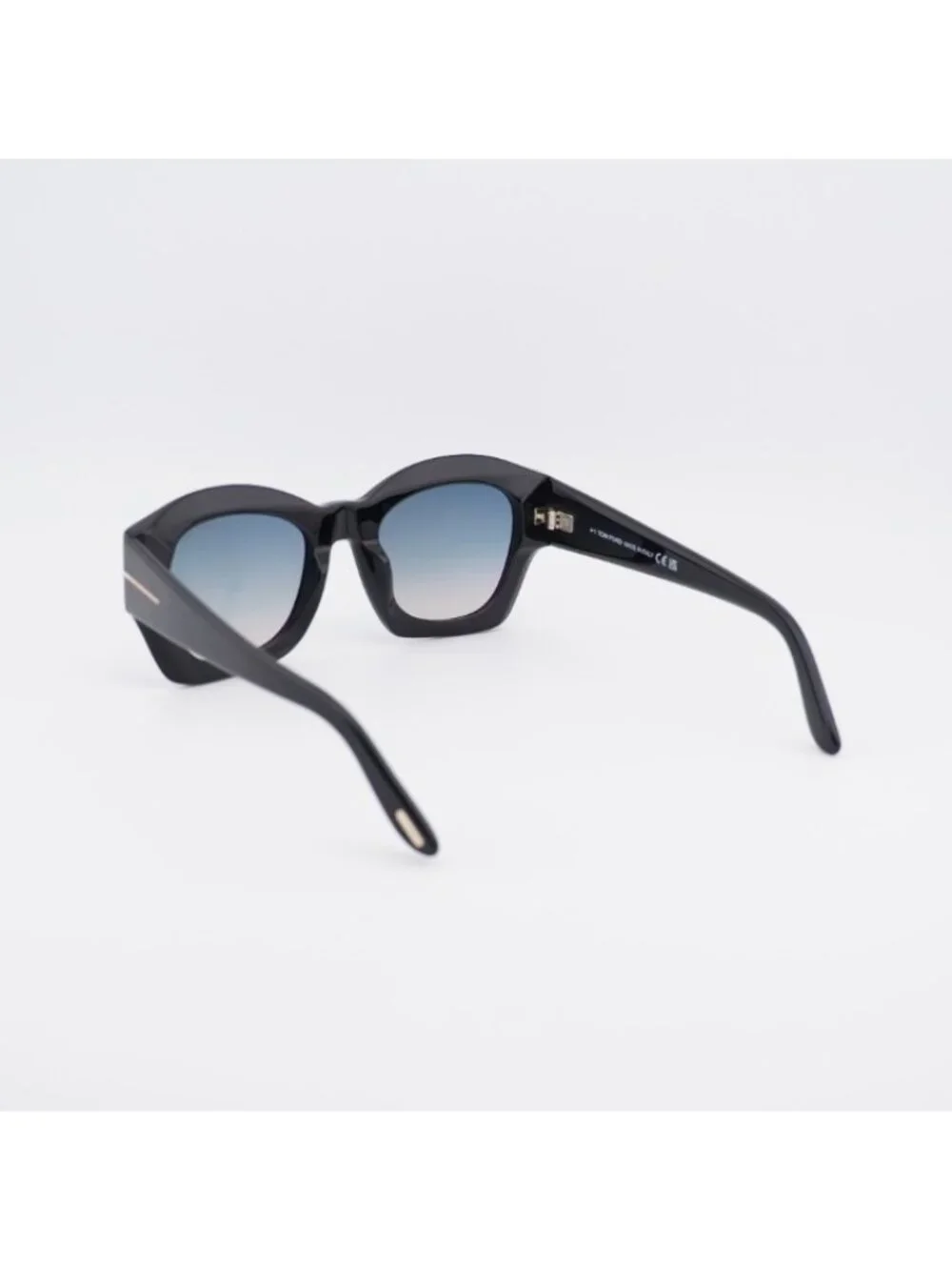 Tom Ford Guilliana FT1083 01P Sunglasses Shiny Black Square Frame, Green Lenses